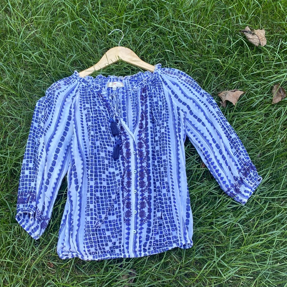 River island blue and white top size 6